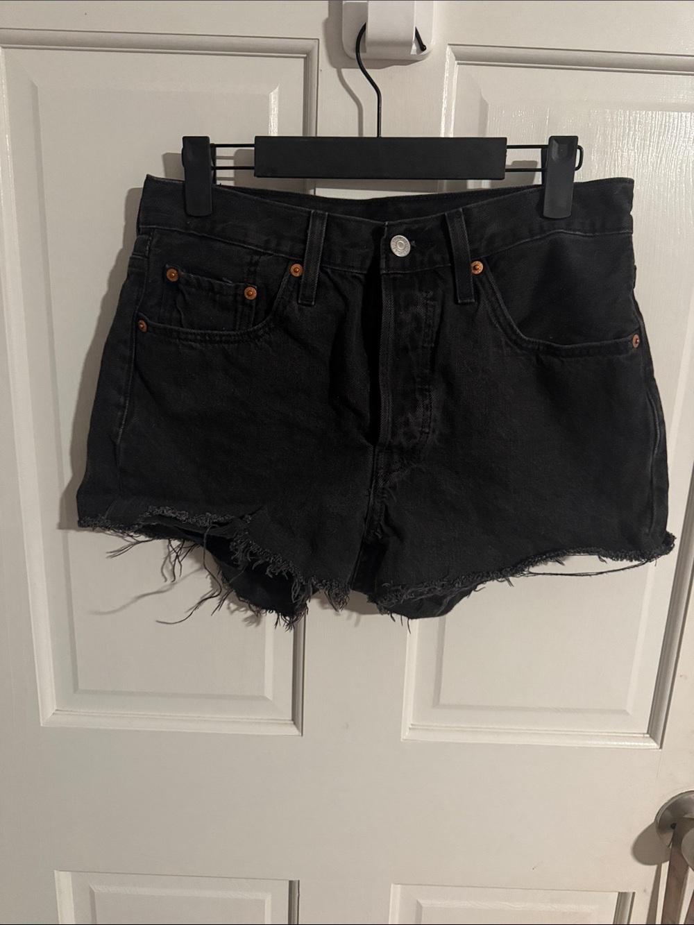 Levi's Black Distressed Cutoff Denim Shorts